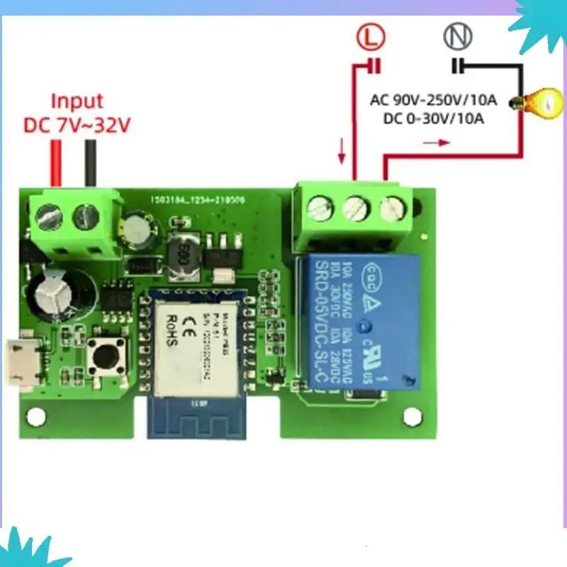 ABZW 3X 1CH RFスイッチ 7-32V AC DC WIFI Tuyaリモートコントロール 433 ライトスイッチ 10A リレー セルフロック インターロック インチング
