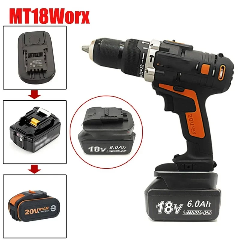 MT18Worx Adapter For Makita For Bosch For Dewalt For Milwaukee 18V Li-Ion Battery Convert to For Worx 4PIN Battery Tools Use