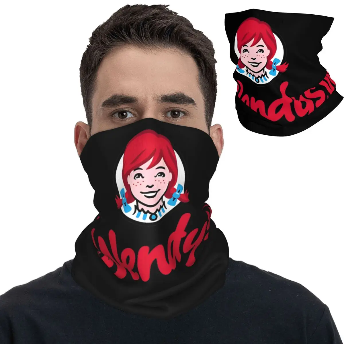 Wendy Fast Food Restaurant Logo Bandana Neck Cover Printed Mask Scarf Multi-use Balaclava Cycling for Men Women Adult All Season