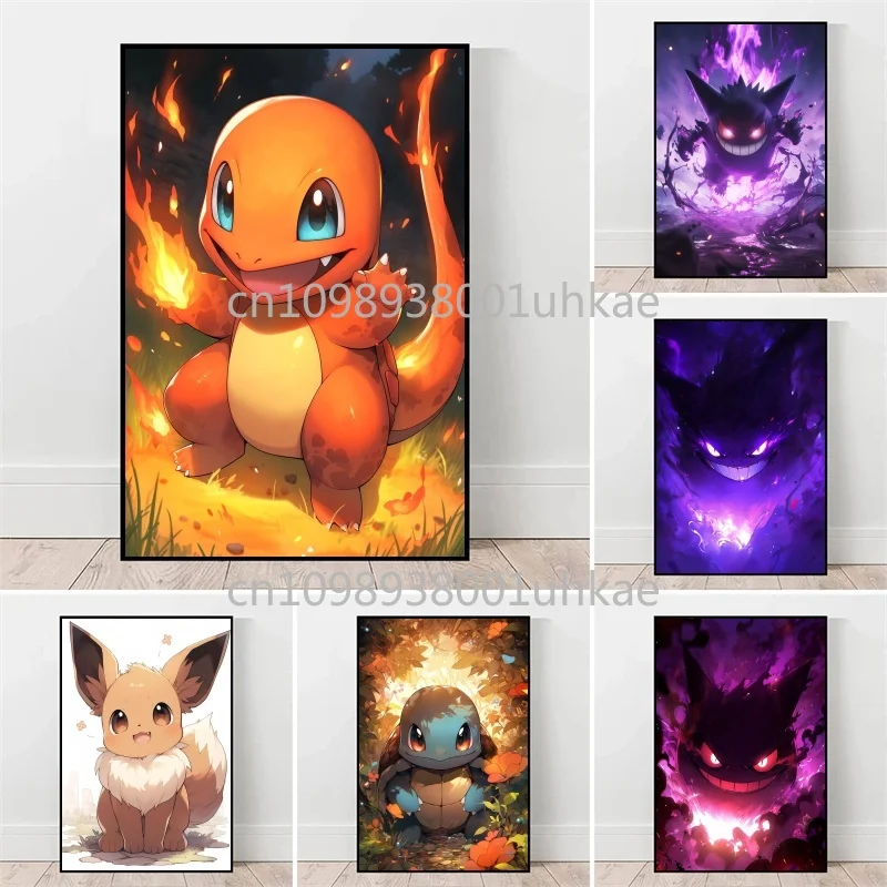 

Anime Pokémon Gengar Eevee Pikachu CharmanderHD Canvas Painting Modern Home Decor Art Pictures Mural Painting Children's Gifts