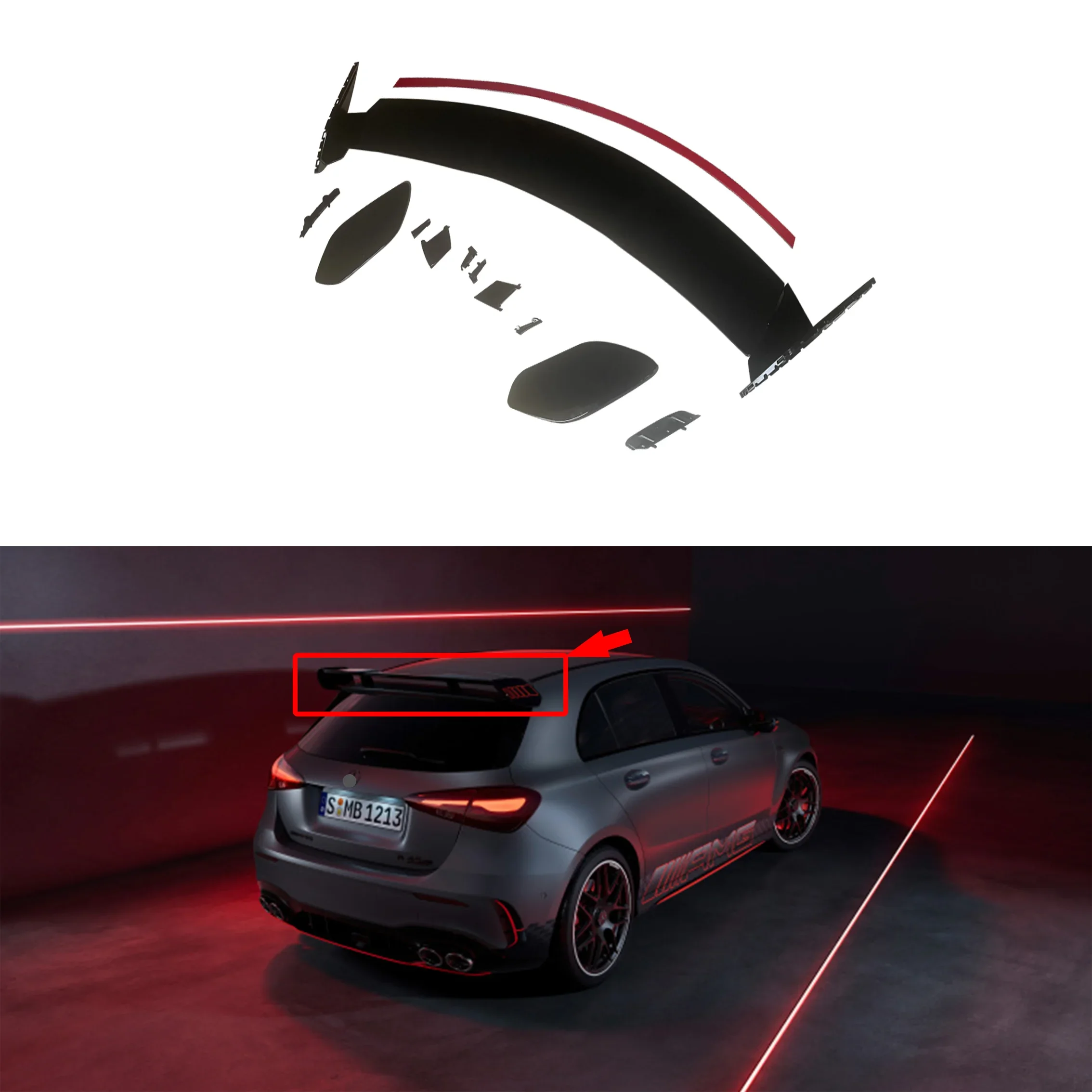 

For Mercedes Benz W177 A160 A180 A200 A250 A35 A45 AMG Hatchback 2019 2020 2021-2024 Rear Trunk Spoiler Tail Wing Lip Black