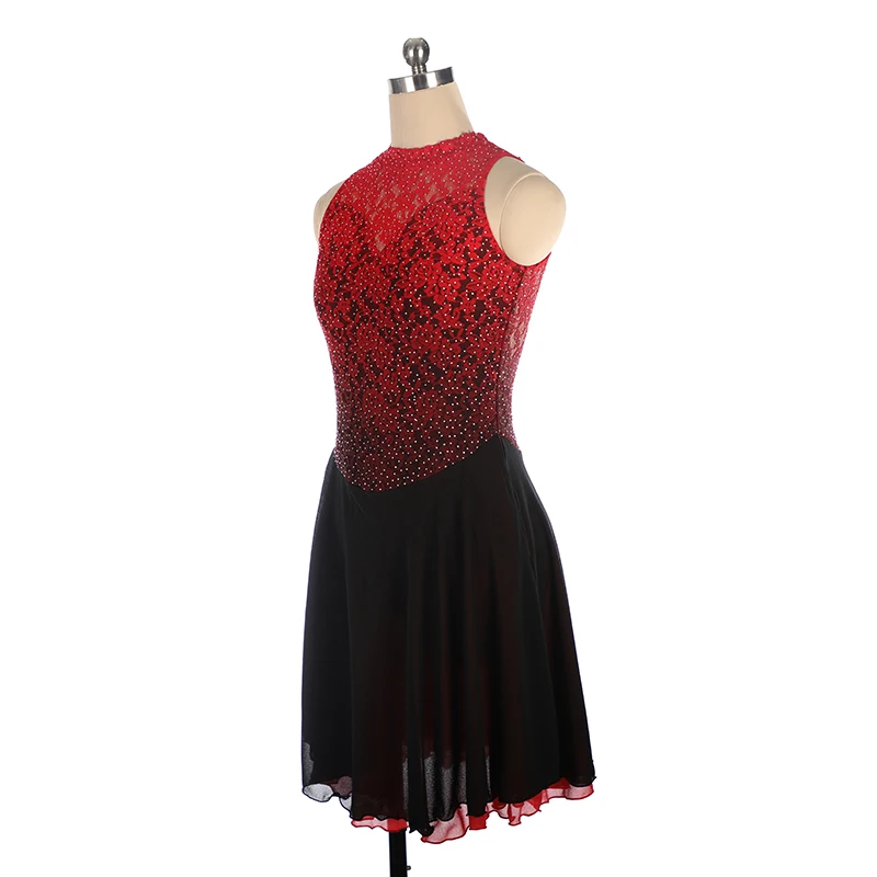 Women's and Children's Rhythmic Gymnastics Performance Sleeveless Red Lace Clothing Figure Skating Competition Training Dress
