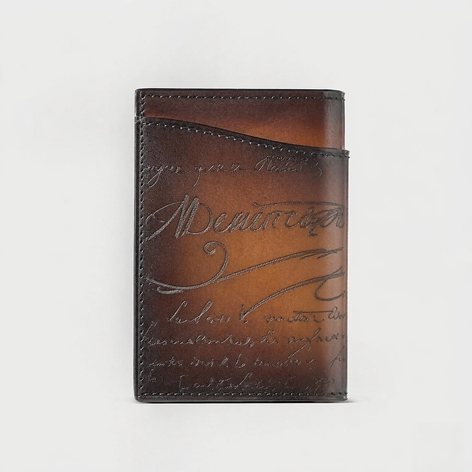 DIMY 2026  Summer Collection Hand Brushed Genuine Pickup Bag Vegetable tanned Leather Folding Card Bag, Retro Hand Brushed