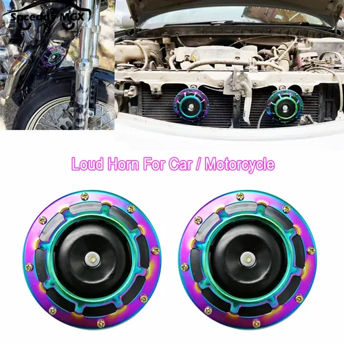 Hella-bocina eléctrica compacta para motocicleta y coche, bocina de aire Universal Multicolor HD, tono de explosión, 12V, 115DB, 2 uds.