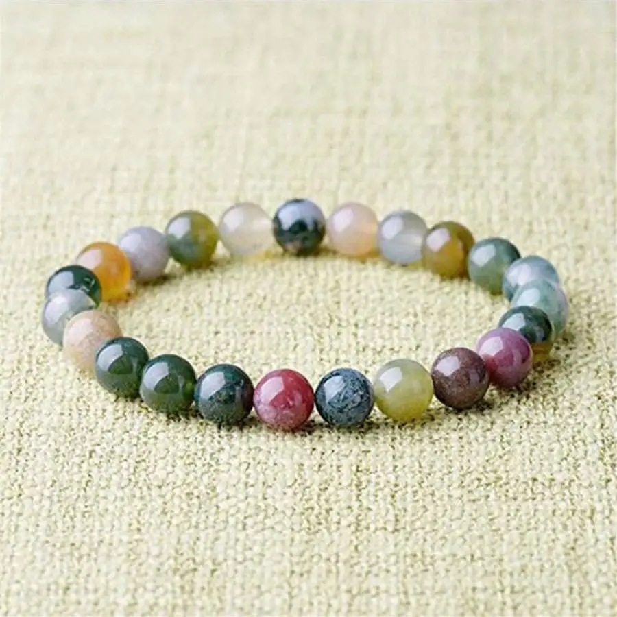6mm Natural Indian Colorful Agate Mala Bracelet 7.5 inches Bead Japa Mala Gemstone Zen Women Sacred Jewelry Chakra Natural stone view 3