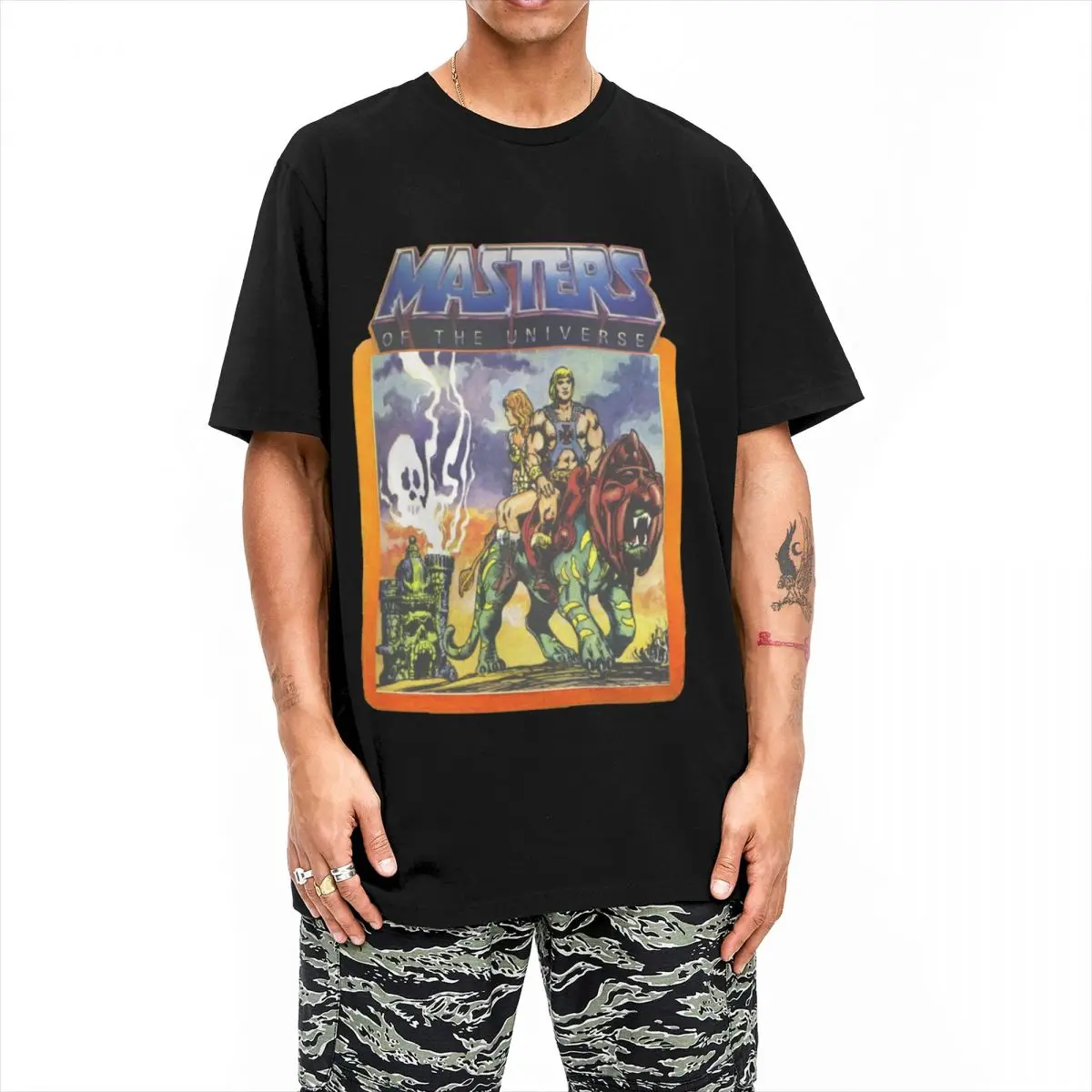 Men T-Shirt He-Man Masters Of The Universe Battlecat And Teela Cotton Tees Short Sleeve T Shirts Round Neck Tops Gift Idea