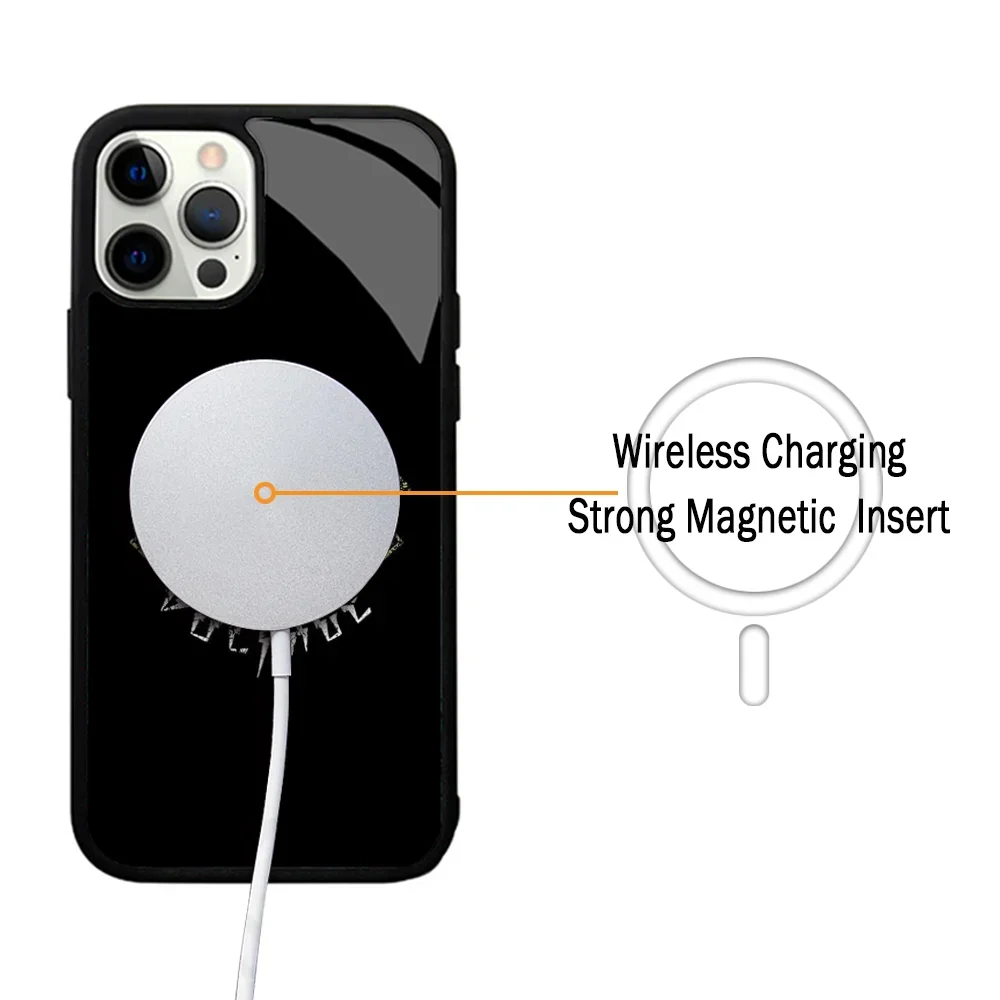 Ac-Dc Rock Band Phone Case For IPhone 11 12 13 14 15 Plus Pro Max Mirror Acrylic Cover For Magsafe Wireless Charging