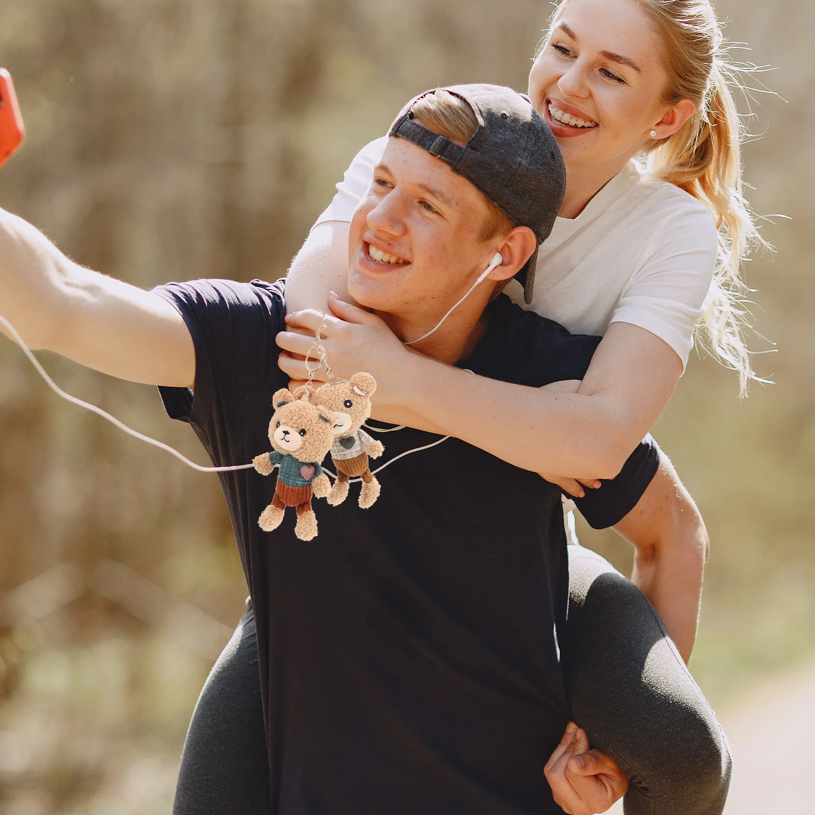 

2pcs Bear Pendants Stuffed Animal Key Ring Handbag Charm Backpack Hanging Decor For Women Kids Car Bag Purse Accessories Cartoon