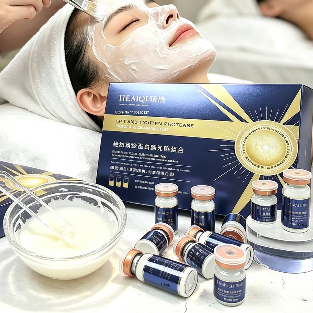 3 Pairs/Box Facial Protease Collagen Peptide Lifting Firming Serum Mask Improve Fine Lines Brightening Moisturizing SkinCare Kit