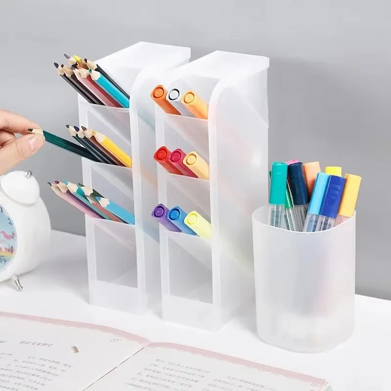 Plastic Cosmetic Brush Holder Transparent Plastic Pen Holder For Office School Home Stationery Sorting Container Outdoor Gear