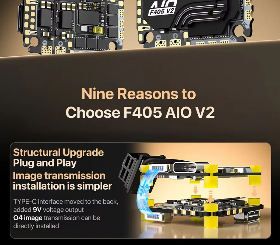 SpeedyBee F405 AIO V2 Flight Controller 35A 40A 3-6S Dual BEC Support DJI O3 O4 Air Unit