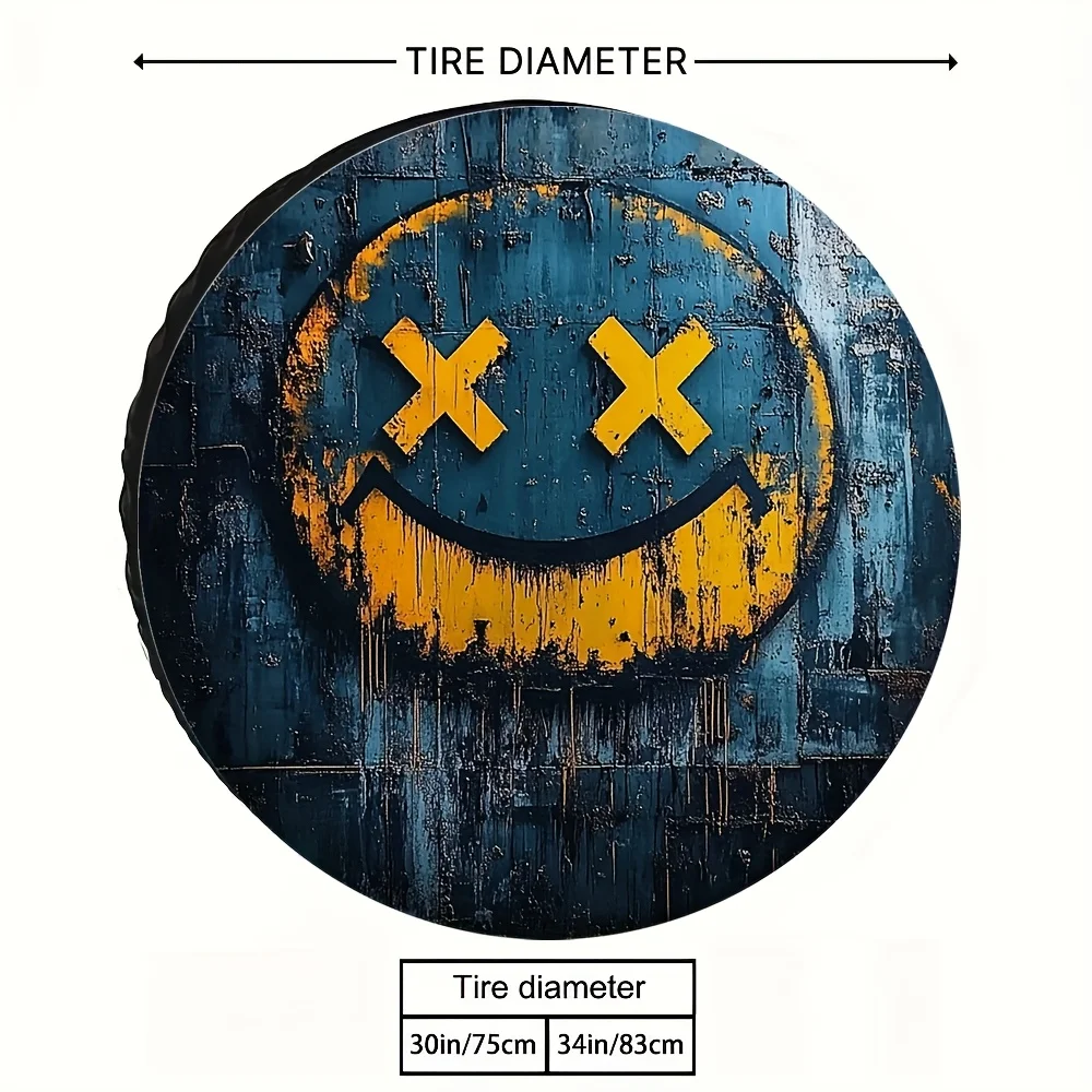 1 Stück, Reifenabdeckung, Aufbewahrungstaschen, Happy Face_ Strapazierfähiges 100 % Polyestergewebe, ohne Strom, Roadtrip für Einkaufszentrum, Parkplätze