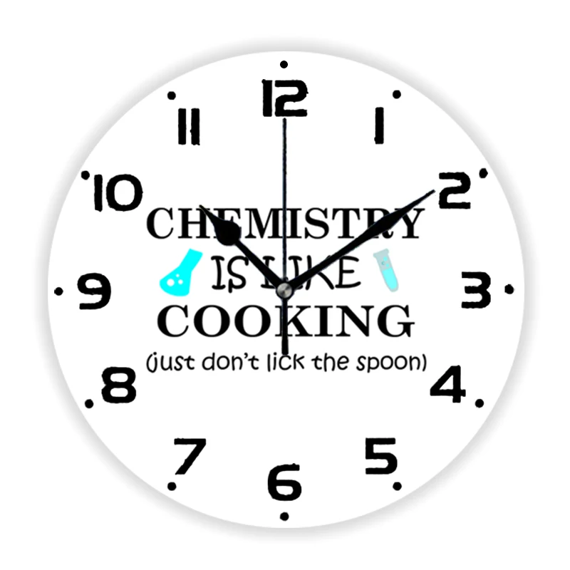 Funny Chemistry is Like Cooking Decorative Wall Clock Geek Chemical Joke Big Wall Watch Nerd Chemist Teacher Kitchen Decor Gift