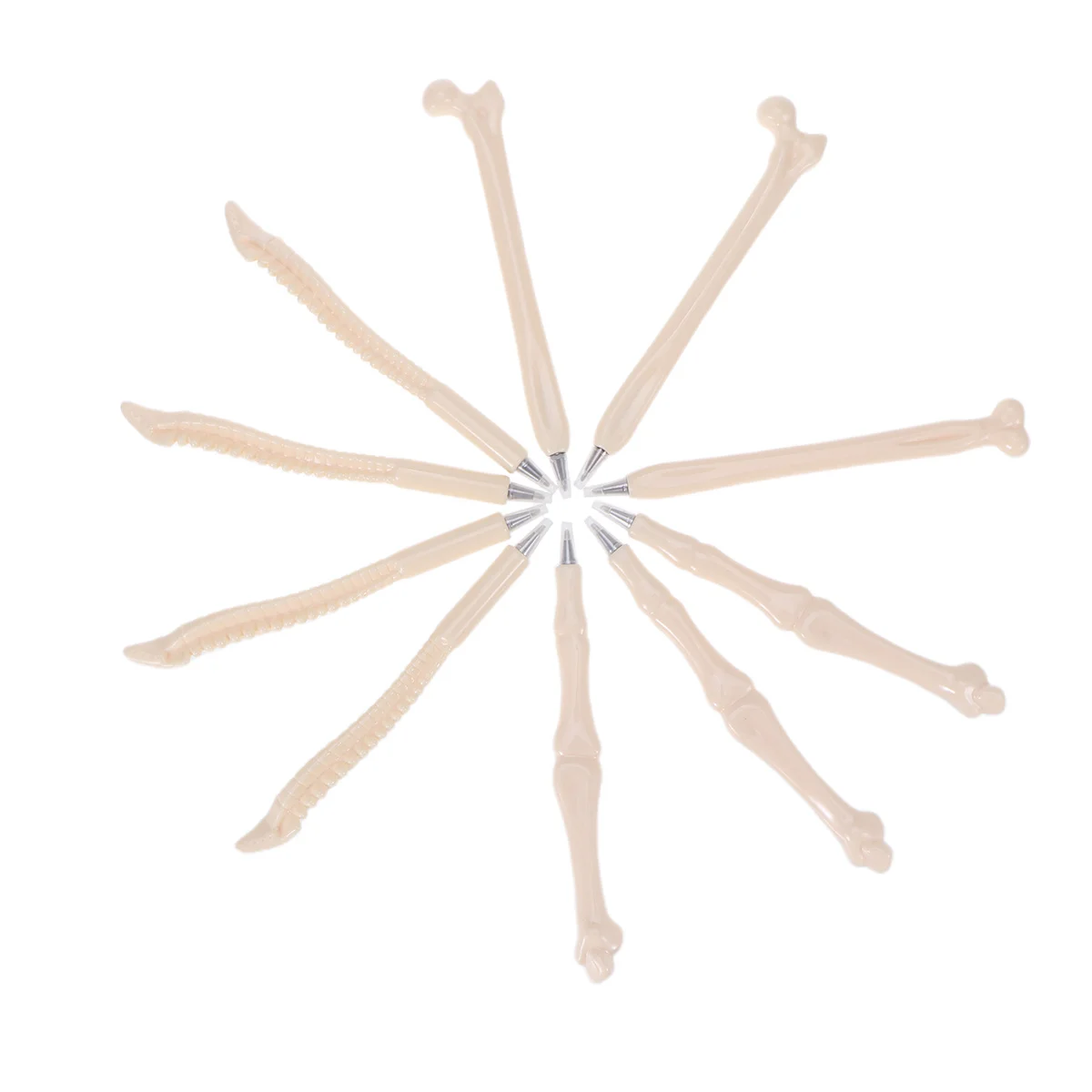 

10Pcs Unique Bone Shaped Ballpoint Pens Solid Plastic 147Mm Writing Instrument for Doctors Nurses Professionals