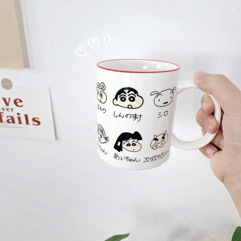 

350ml Cartoon Japanese Anime Ceramic Mug Kawaii Crayon Shinchaned Cup Mug Office Coffee Cup Children Milk Cup Mug