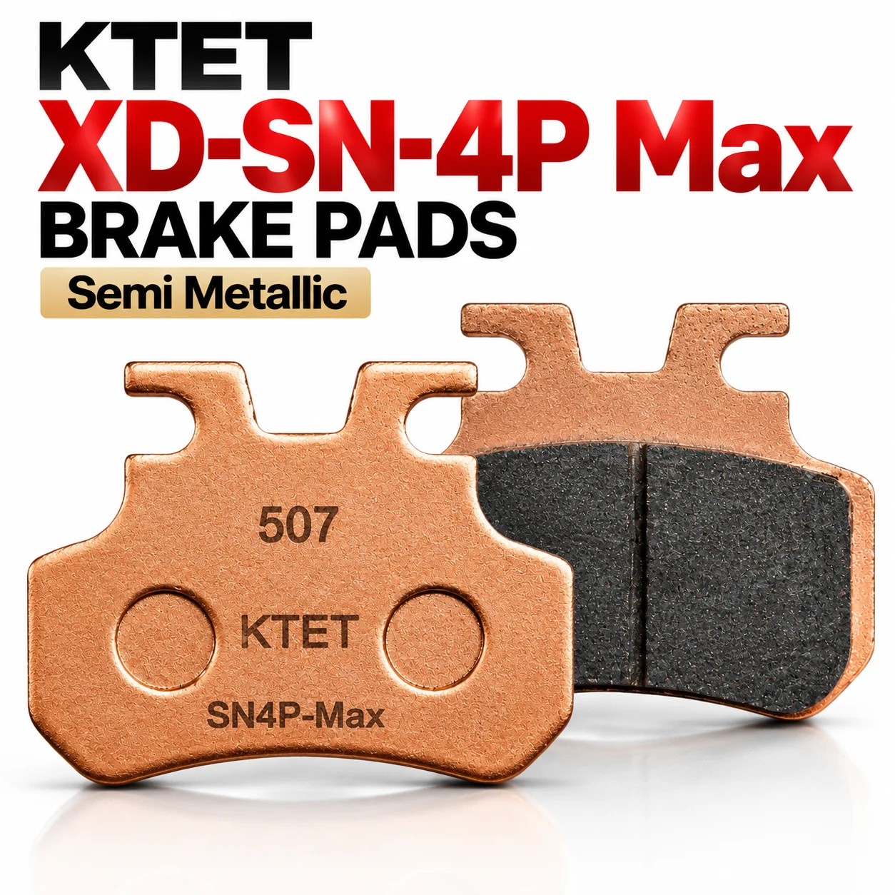 KTET SN-V4 Hydraulic Disc Brake Pads Semi Metallic for XD-SN-4P Max 4 Piston E Bike Caliper Replacement Spare Parts Set