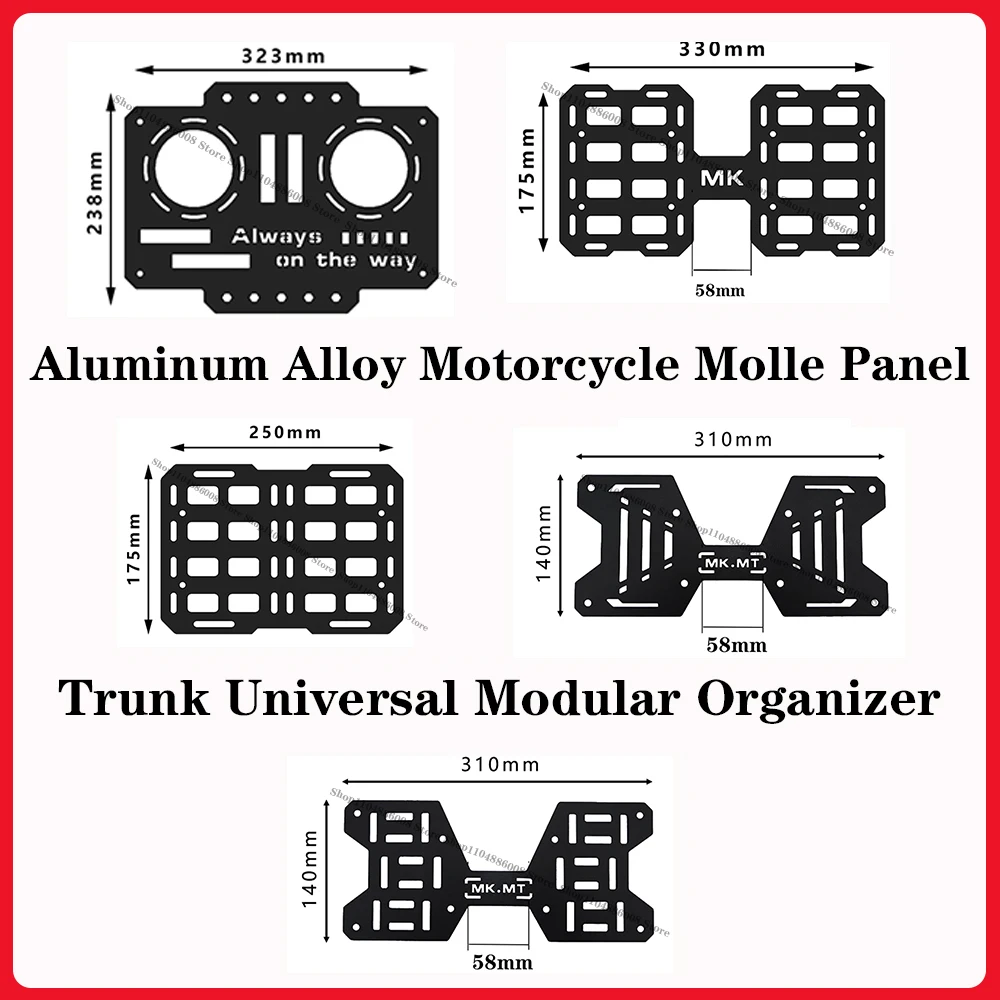 

Motorcycle Top Case Molle Panel Aluminum alloy Tactical Storage Box Universal Side Box Modular Organizer Quick-Mounting