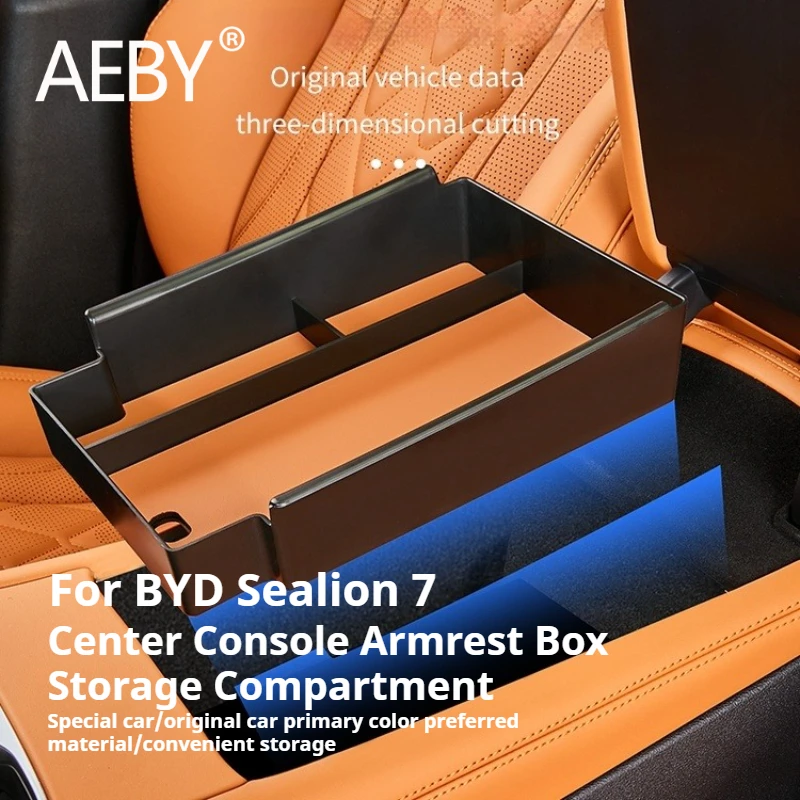 

AEBY For BYD Sealion 7 2024 Car Armrest Box Tray with Divider Center Console Organizer Box Interior Accessories Car Styling