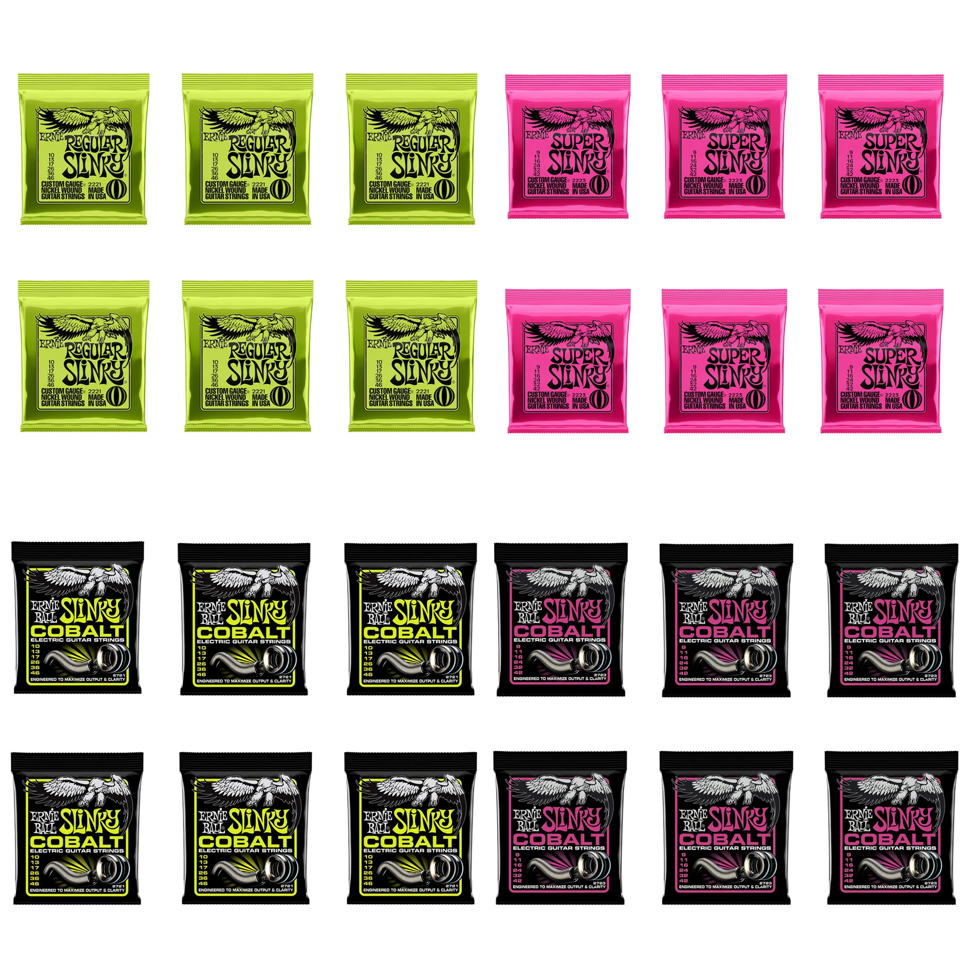 6 sztuk/zestaw Ernie Ball Slinky struny do gitary elektrycznej 2223. 2222. 2221. 2225. 2215. 2627. 2226. 2220 struny do gitary