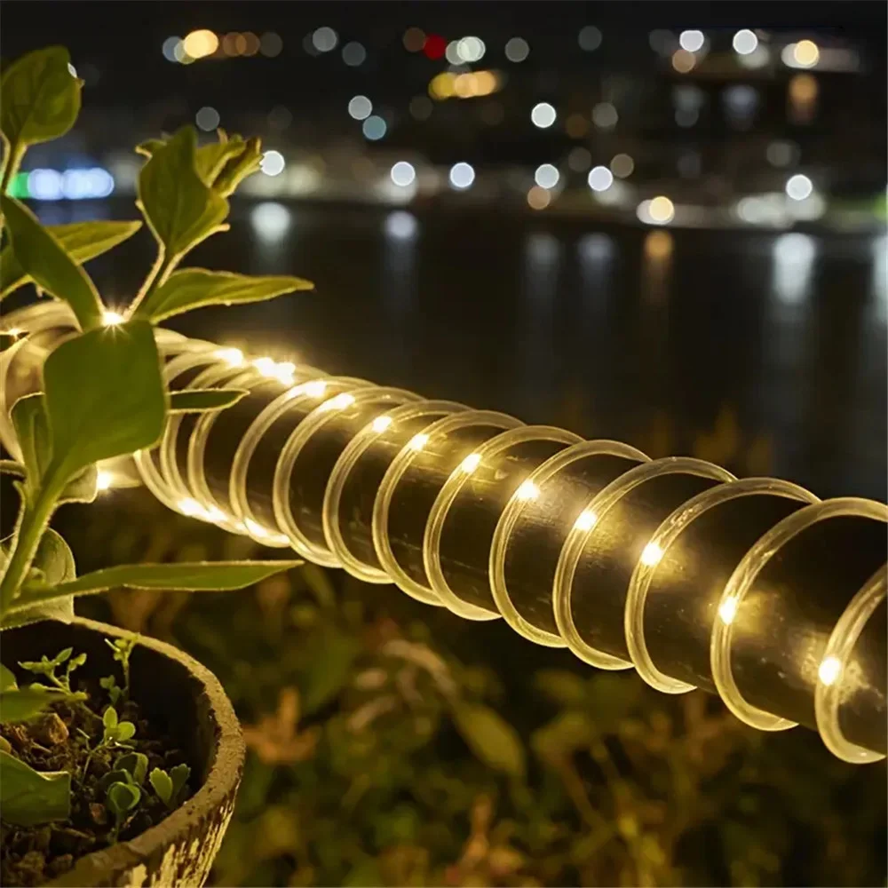 

Светодиодные солнечные гирлянды, садовые водонепроницаемые трубчатые веревочные лампы, рождественские гирлянды, гирлянды для наружного праздничного украшения, освещение