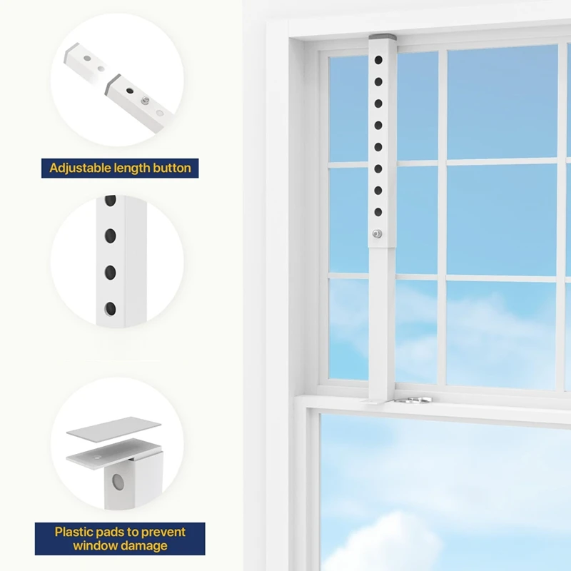 Adjustable AC Window Lock Bar, Small Window Security Bars For Child Safety, Window Stoppers For Vertical Sliding image 5
