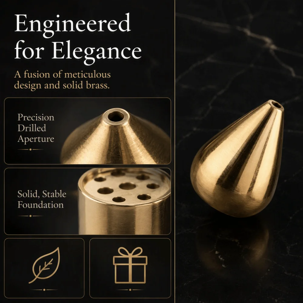 3 Pieces Brass Incense Holder Burner Water Drop Shape Portable Size Incense Stick Holder Gourd Shape Incense Cone Holder