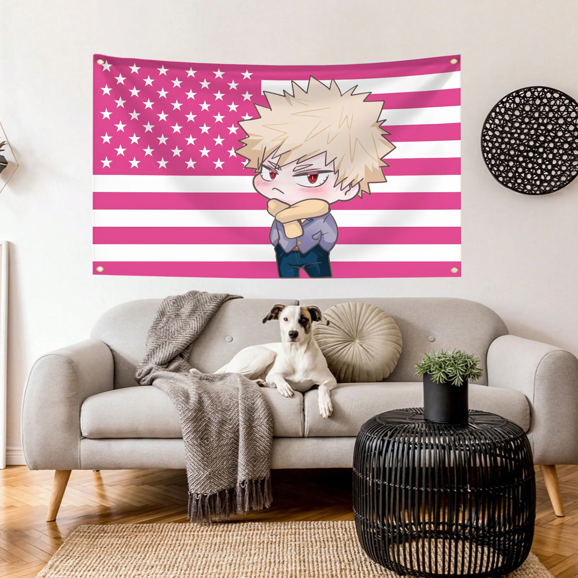 عناصر ديكور المنزل Bakugo Katsuki أعلام مضحكة نسيج جدار العلم في تصميم شخصي غرف النوم Y2k الديكورات الخارجية نسيج