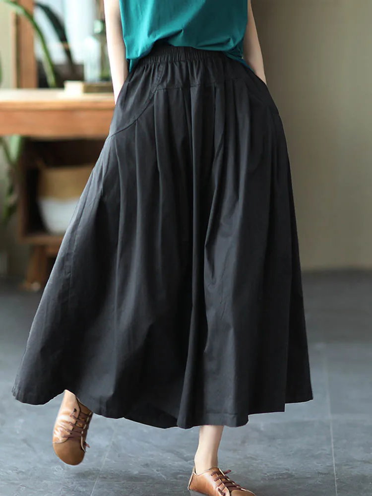 Max LuLu Japan Style Summer Streetwear Fashion Women Khaki A-Line Skirts Ladies Elastic Casual Long Skirt Girls Vintage Clothes