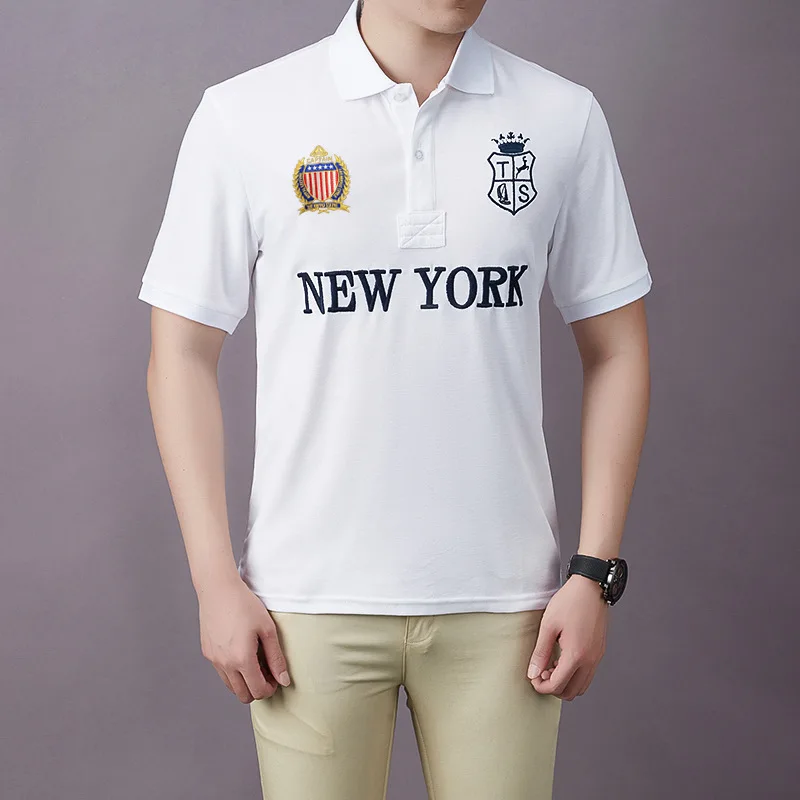 2024 New York Polo Shirts Men Smart Casual Embroidered Polos Summer Cotton Short Business Men Clothing Plus Size 7XL 4XL 5XL 6XL