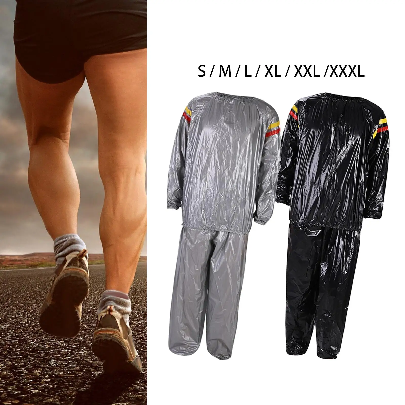 PVC Fitness Sauna Suit Sweat Suit Women Men Lose Weight Full Body Quick Sweat Running Tracksuit for Exercise Gym Training Yoga - view 3