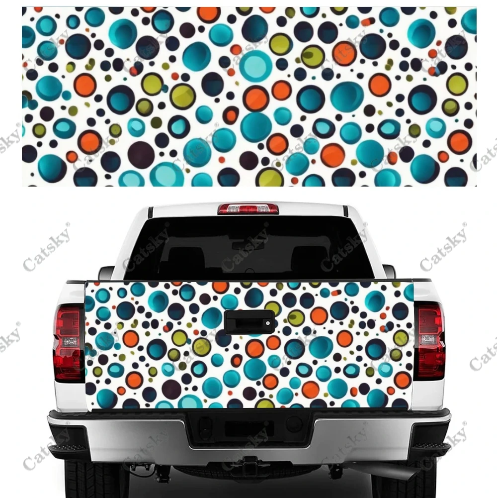 

Dynamic Colorful Polka Dots Truck Tailgate Wrap Professional Grade Material Universal Fit for Full Size Trucks Weatherproof