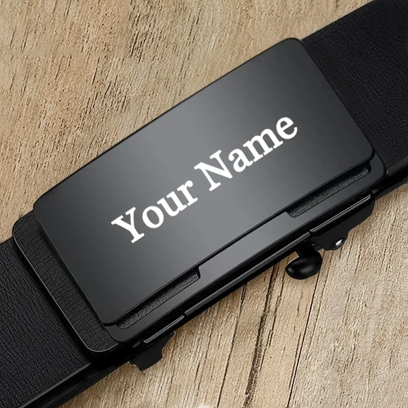 Custom Engraved Name Text Logo Belt Automatic Buckle, Gift for Valentine's, Father's Day, Teacher's Day Gifts