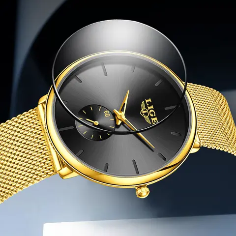 LIGE Unique Classic Quartz Man Watch Fashion Luxury Simple Dial Stylish Steel Mesh Strap Clocks Waterproof High Quality Watches