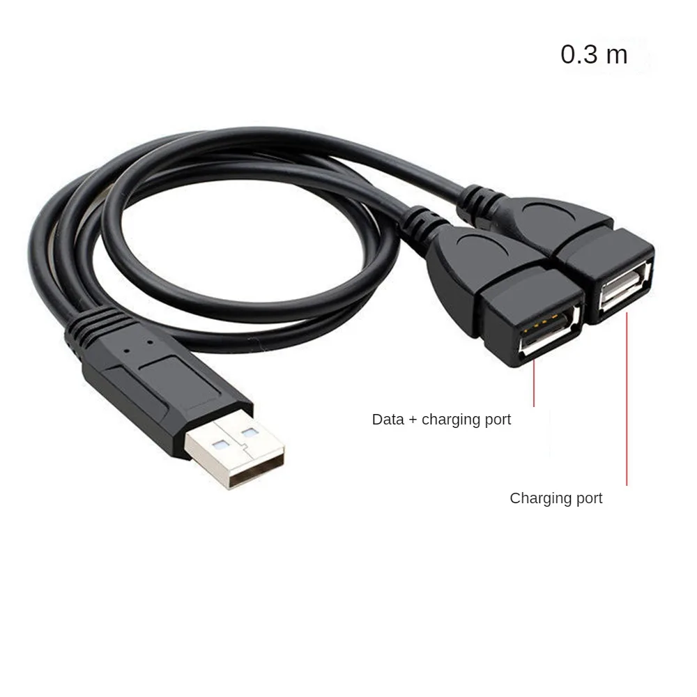 USB Carregamento Cabo de Alimentação Extensão, Data Hub Adaptador de Alimentação, Y Splitter, Dual USB Feminino, 2.0 A, 1-10Pcs