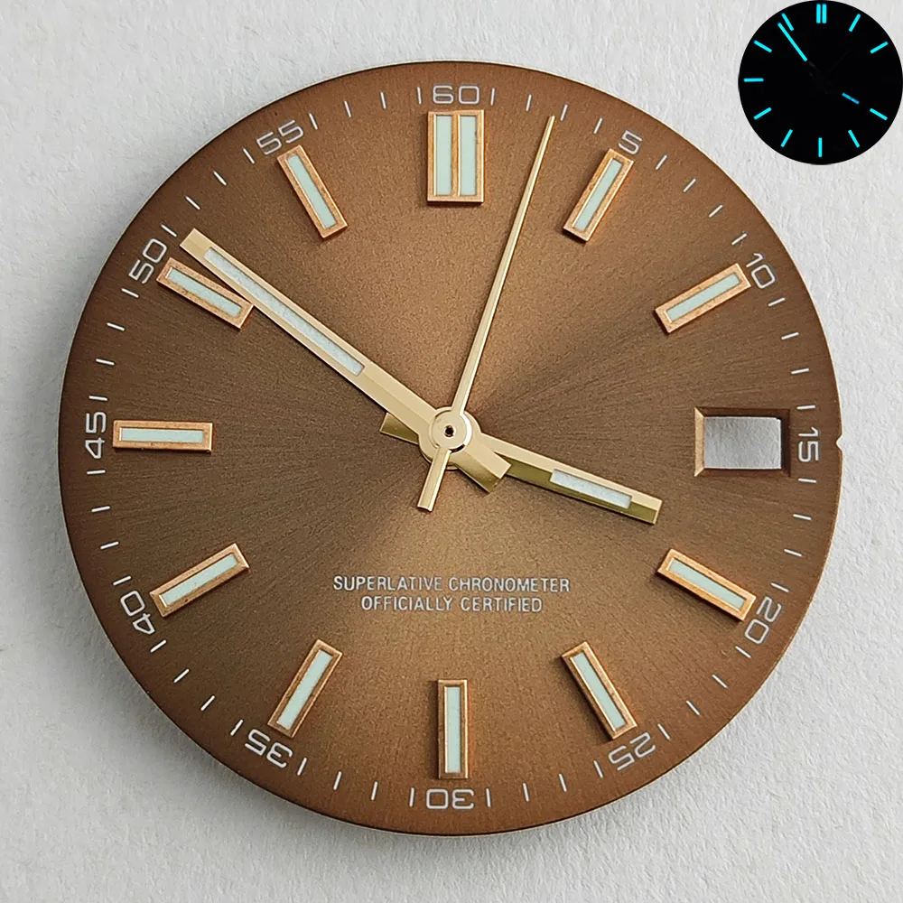 NH35 dial NH35 watch dial blue-green luminous suitable for NH35 movement NH35 watch hands