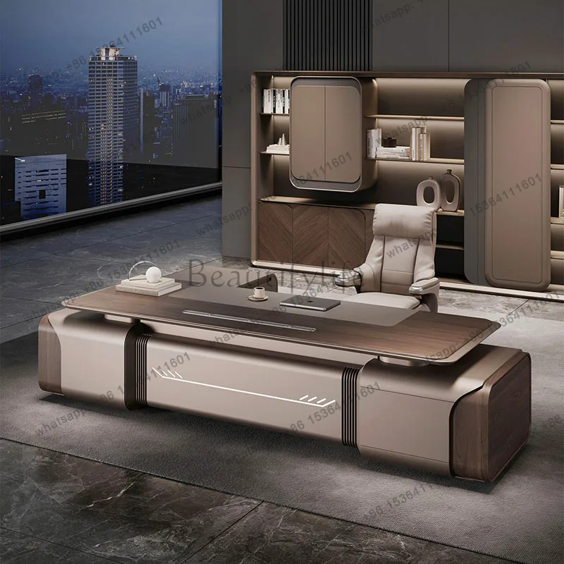 FG Drawer Storage Office Desk Modern Design Luxury Decoration Computer Office Desk European Aesthetic Ufficio Trendy Furniture