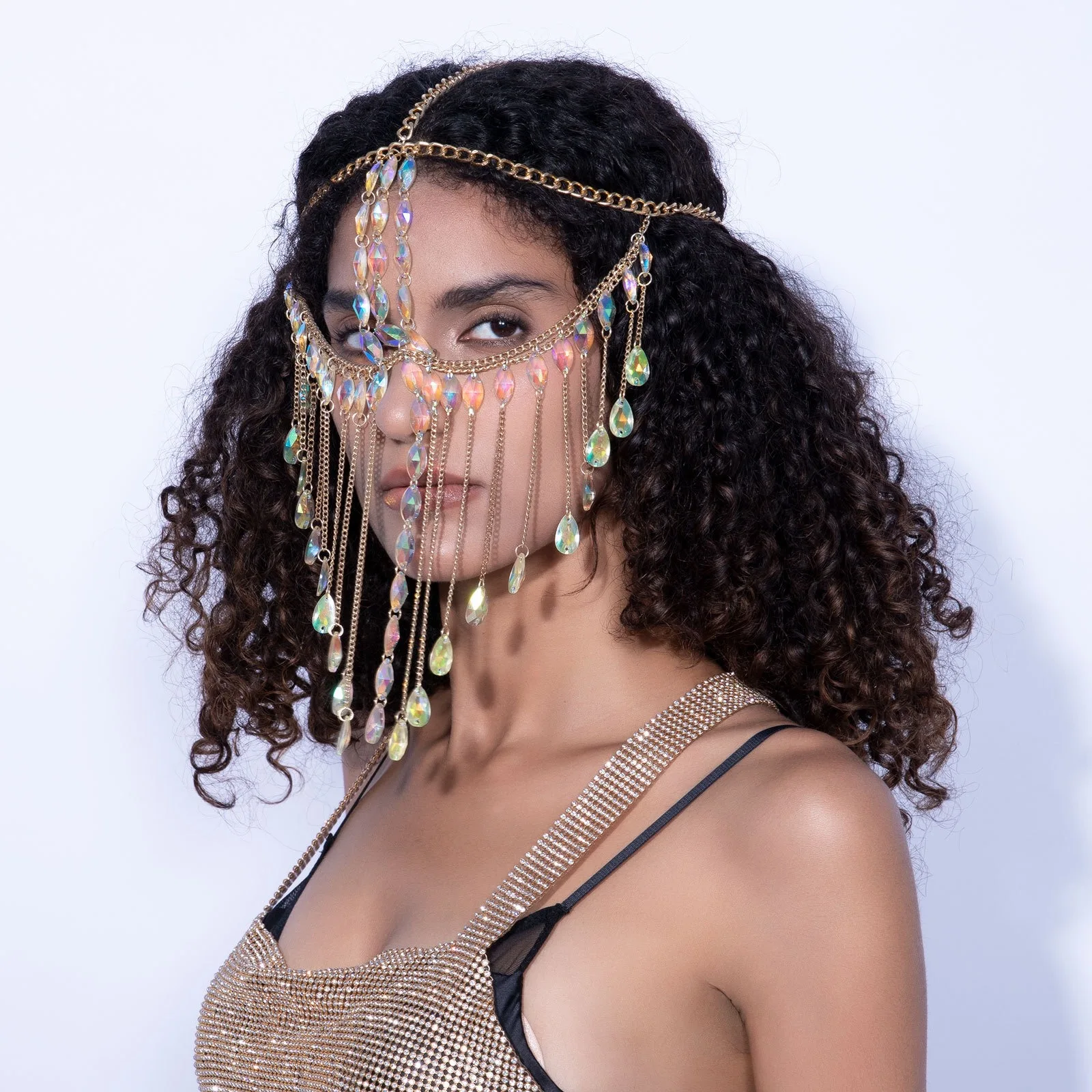 

Glamorous Rhinestone Tassel Face Chain, Eye-Catching Exotic Style, Must-Have Shiny & Stylish Headpiece Accessory for Parties