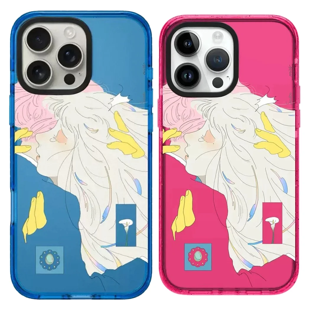 

Anime Girl Blue Rose Red Border Magnetic Case: Compatible With IPhone 17 16 15 14 13 12 Pro Max 17 Air