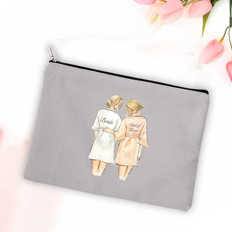 Team Bride Women Bridesmaid Storage Pouch Cosmetic Bag Bachelorette Party Gifts MakeUp Case Beauty Toiletry Bags  Bridal Shower