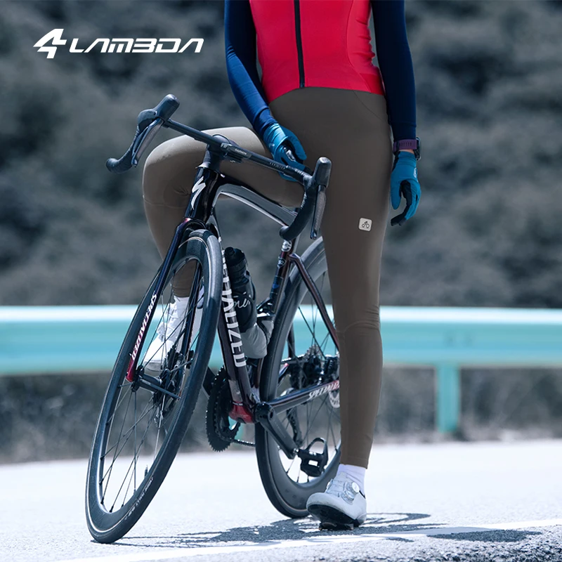 

LAMEDA Women's Winter Fleece Cycling Pants Double Arrow High Elastic Warm Outdoor Sports Road Cycling Trousers Solid Color