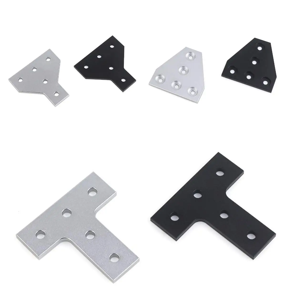 4Pcs/lot 5 Hole T Shape Joint Board Plate Corner Angle Bracket Connection Joint Strip for 2020 Aluminum Profile