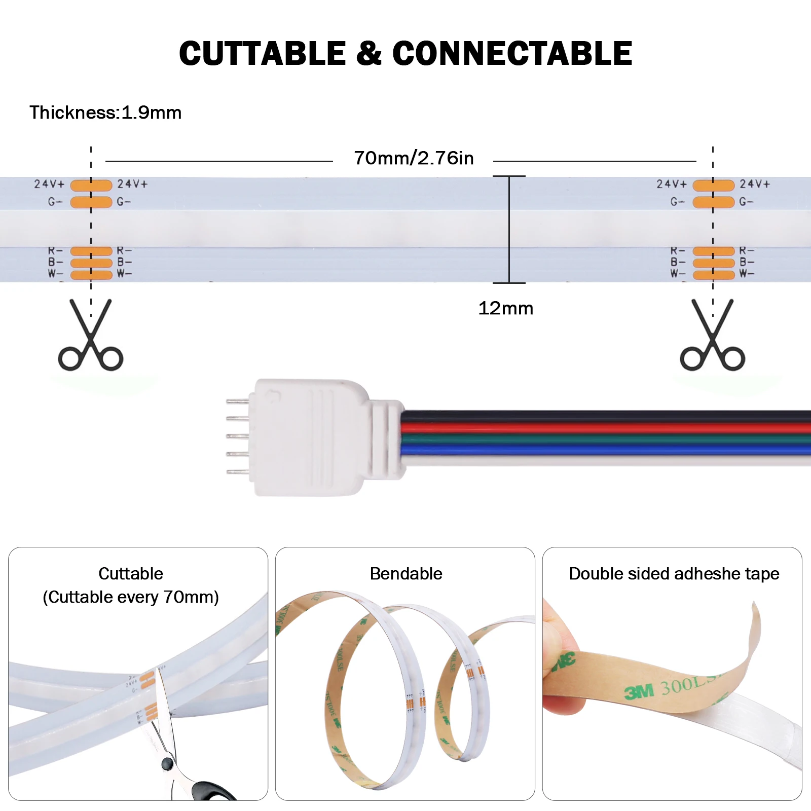 24V RGBW RGBWW COB LED Strip Light 10M 672LEDs/M High Density Dotless FOB Flexible LED Tape Ribbon LED Tape Diode for Room Decor