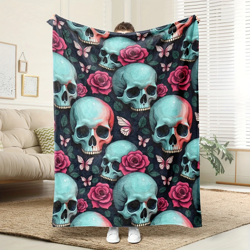 Bloody Handprint Halloween Print Throw Blanket,soft,lounge,game room,home cinema,ideal for themed gatherings,birthday gifts