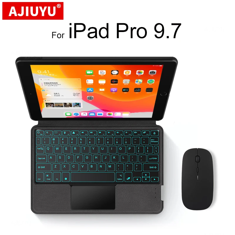 Keyboard Case For iPad Pro 9.7 Inch 2016 A1673 A1674 A1675 Tablet Protective Cover Case+Touch pad With Backlight Keyboard Funda