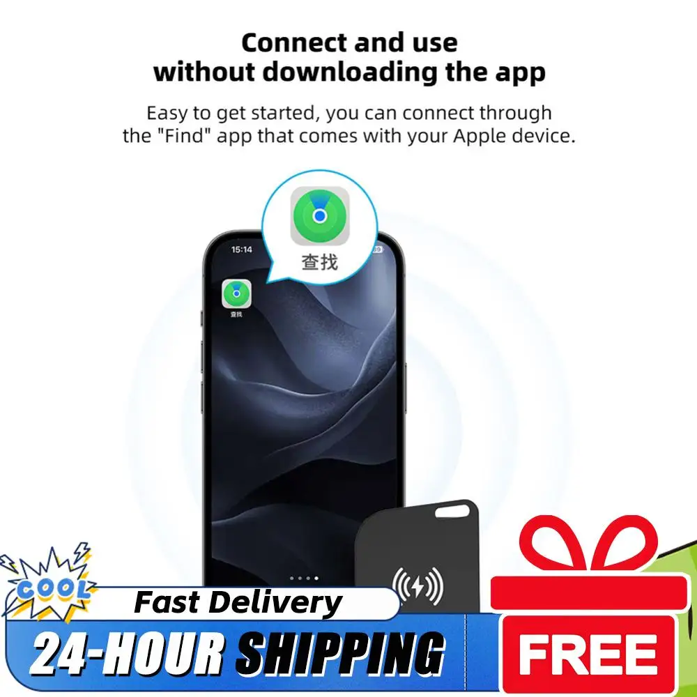 

Wireless Charging Ultra Slim Tracking Card IPX68 Waterproof Works for Apple Find My Item Card Finder for Luggage Purse and More