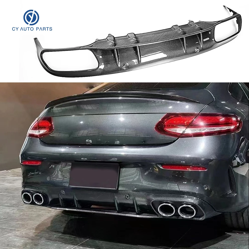 Real Carbon Fiber Body Kit Rear Bumper Diffuser Lip For Mercedes Benz C Class Coupe w205 AMG