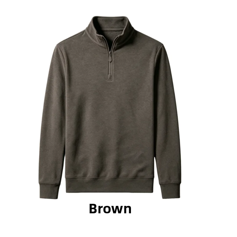 Unisex Long-sleeved T-shirt, Thickened in Winter To Keep Warm, Comfortable and Emollient, No Pilling, Half-zipper Collar Design
