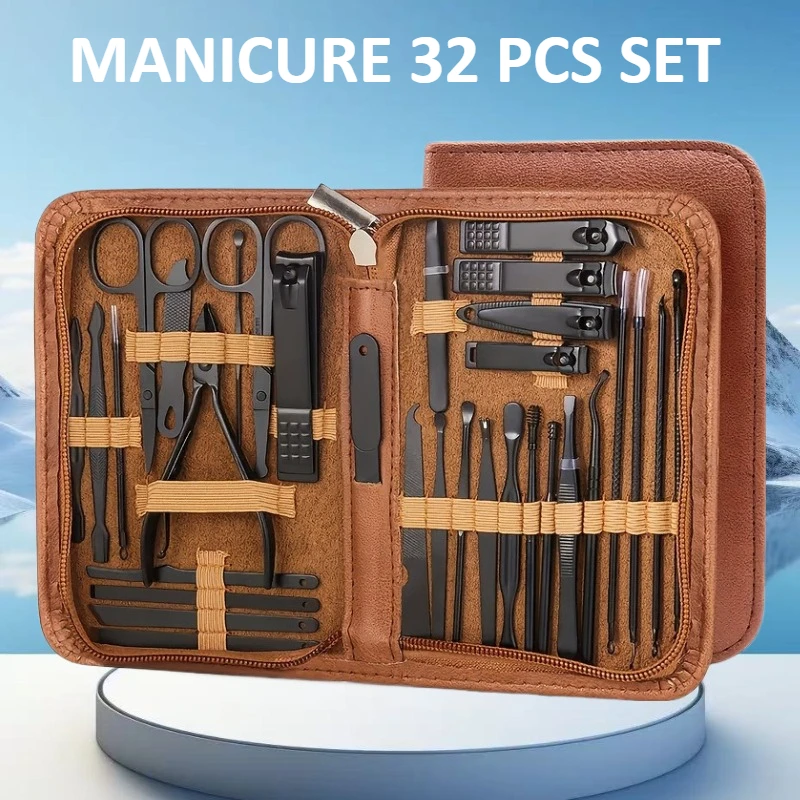 Ensemble de manucure professionnelle 3 pièces, Kit d'outils de soins des ongles en acier inoxydable avec poussoir à cuticules sans huile, lime à ongles, coupe-ongles et