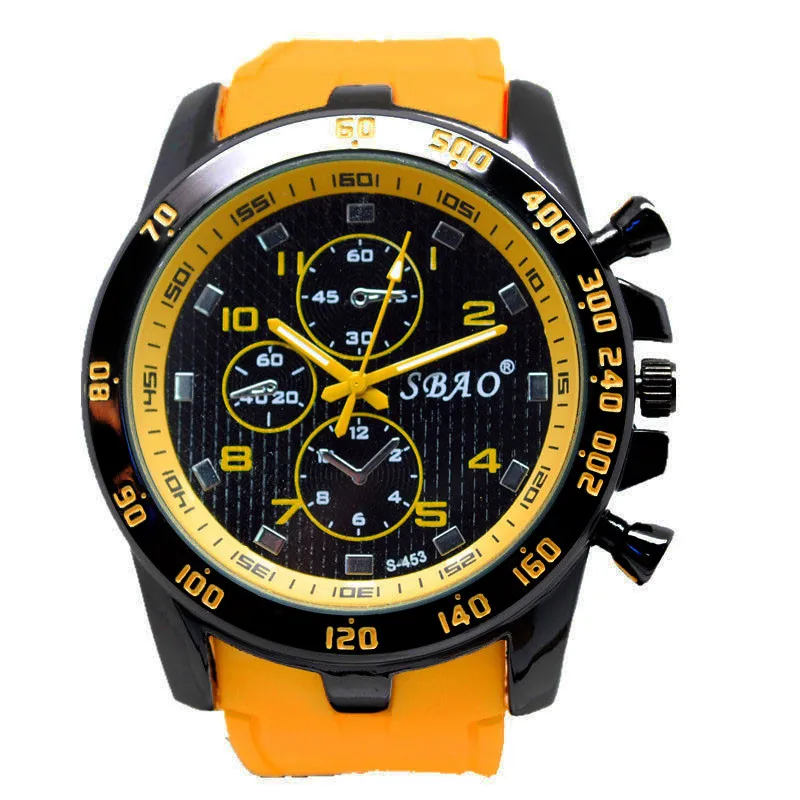 Quartz Watch Stainless Steel Case Silicone Strap Luxury Sport Analog Quartz Modern Men Fashion Wrist High Quality Big Dial