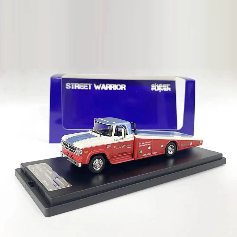 SW 1:64 Dodge D series Dodge D300 ramp truck alloy model, children's collection of decorative toys, holiday gifts for children.